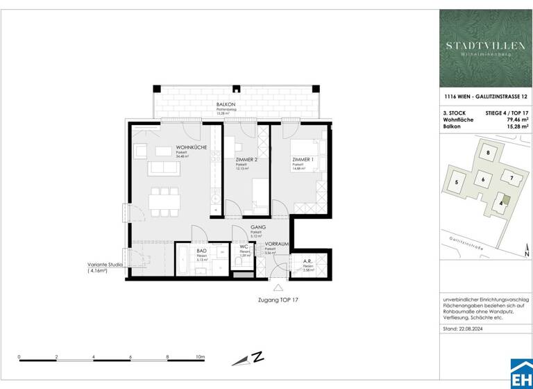 Wohnung zum Kauf - Erstbezug 621.184 € 3 Zimmer 79,2 m² 3. Geschoss Erdbrustgasse Wien 1160