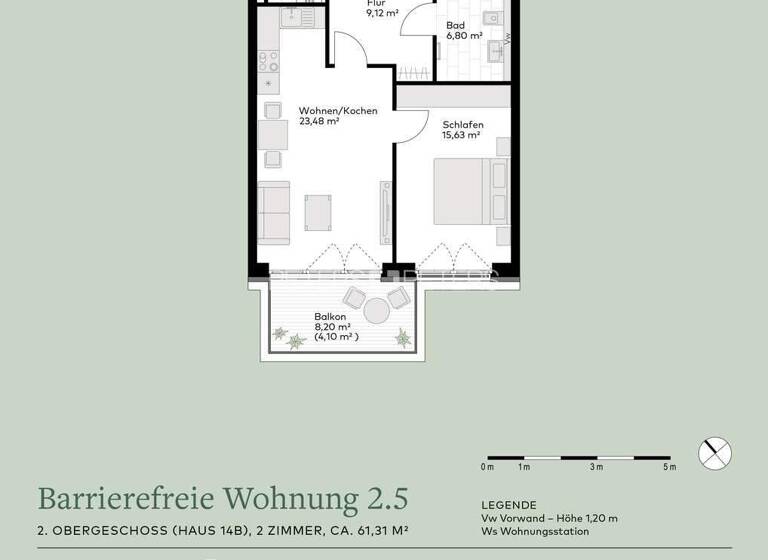 Wohnung zum Kauf - Neubau provisionsfrei 386.000 € 2 Zimmer 61,3 m² 2. Geschoss Pinneberg 25421