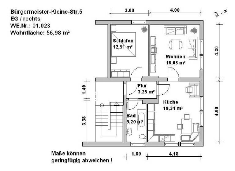 Wohnung zur Miete 899 € 2 Zimmer 57 m² frei ab sofort Bürgerm.-Kleine-Str. 5 Hahlen Minden 32427