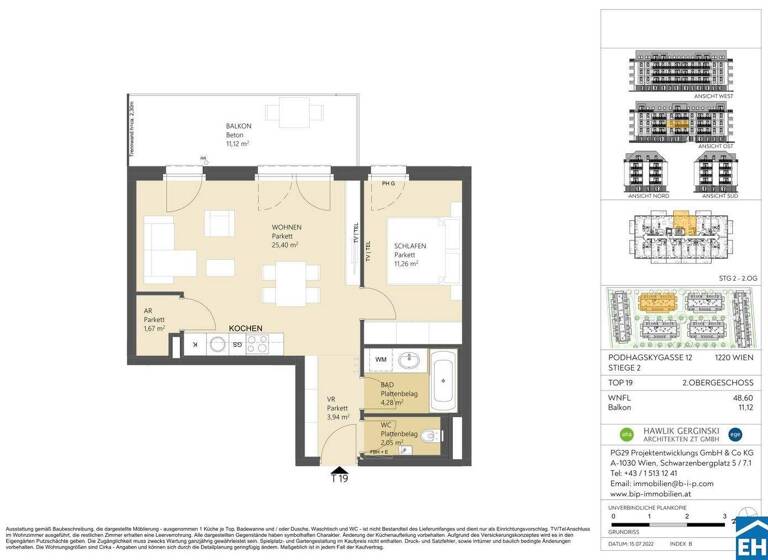 Wohnung zum Kauf 277.500 € 2 Zimmer 48,6 m² 2. Geschoss frei ab 01.12.2029 Podhagskygasse 12 Wien 1220