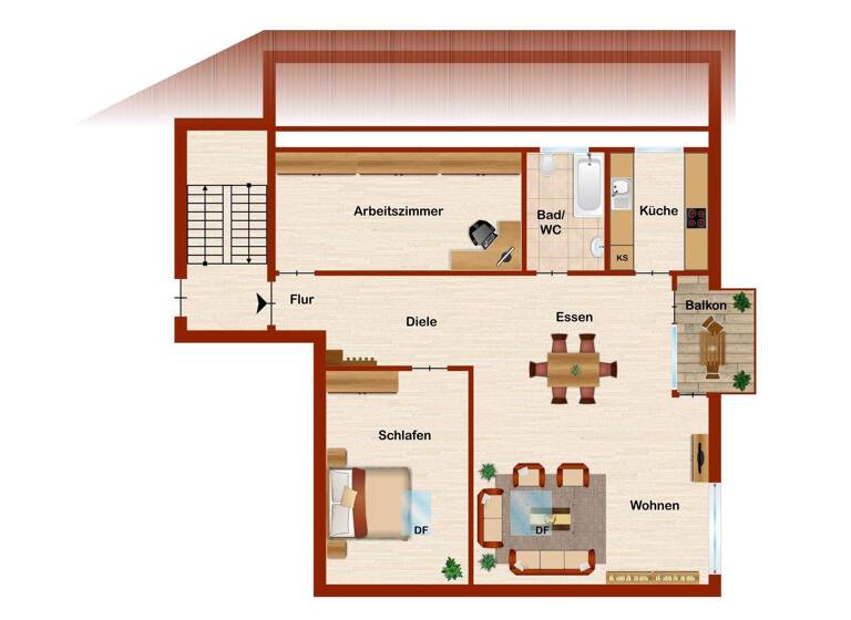 Wohnung zur Miete 1.370 € 3,5 Zimmer 94 m² Geschoss 3/3 frei ab 01.05.2026 Dornröschenweg Möhringen Stuttgart 70567