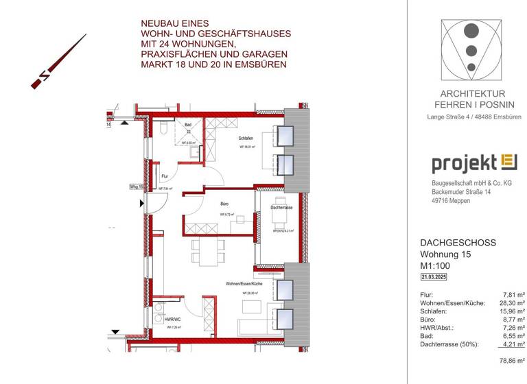 Wohnung zum Kauf - Erstbezug provisionsfrei 339.000 € 3 Zimmer 79 m² 2. Geschoss Emsbüren 48488