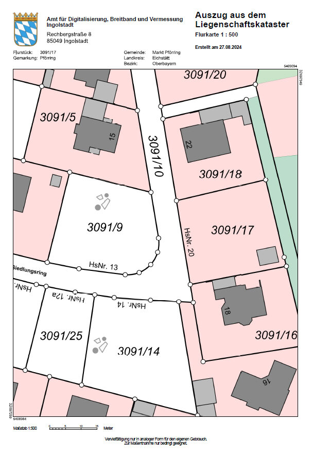 Grundstück zum Kauf 310.000 € 820 m²<br/>Grundstück Siedlungsring 20 Pförring Pförring 85104