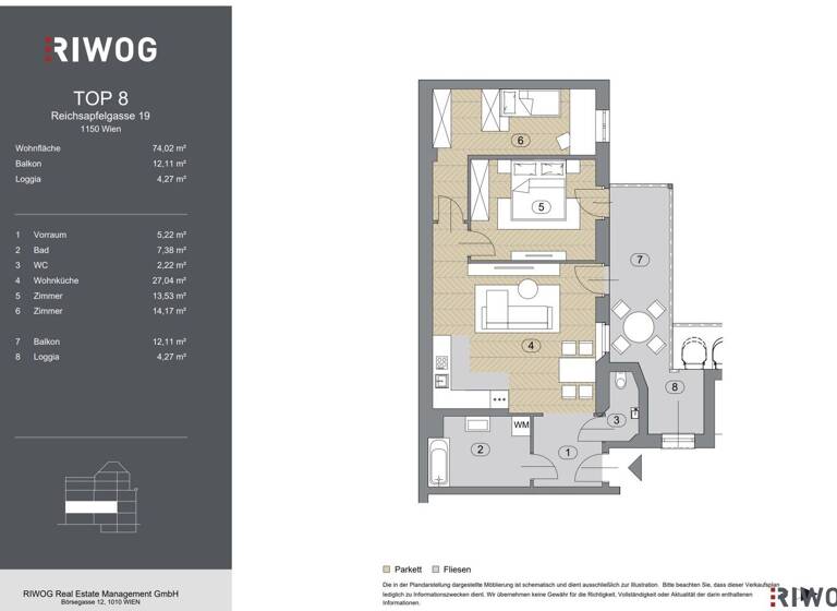Wohnung zum Kauf 455.463 € 3 Zimmer 74 m² 1. Geschoss Wien 1150