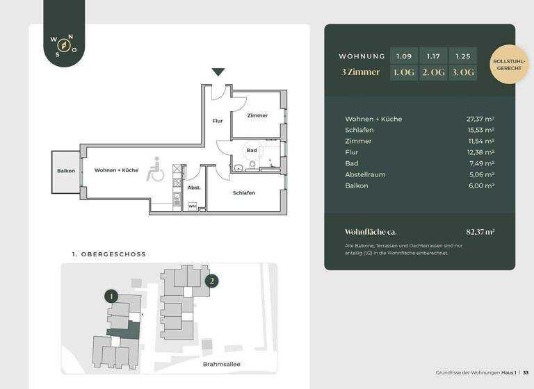Wohnung zur Miete - Erstbezug 1.318 € 3 Zimmer 82,4 m² 3. Geschoss Brahmsallee 29a Winsen 21423