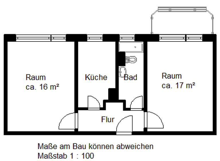 Wohnung zur Miete 345 € 2 Zimmer 49,3 m² 3. Geschoss Paul-Suhr-Str. 60 Südstadt Halle (Saale) 06130