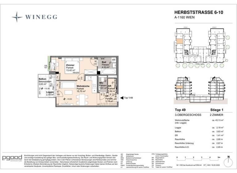 Wohnung zum Kauf - Erstbezug 321.200 € 2 Zimmer 40,9 m² 3. Geschoss Herbststraße 6-10 Wien 1160