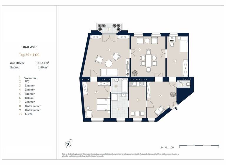 Wohnung zum Kauf 753.000 € 4 Zimmer 118,4 m² 4. Geschoss Wien,Mariahilf 1060