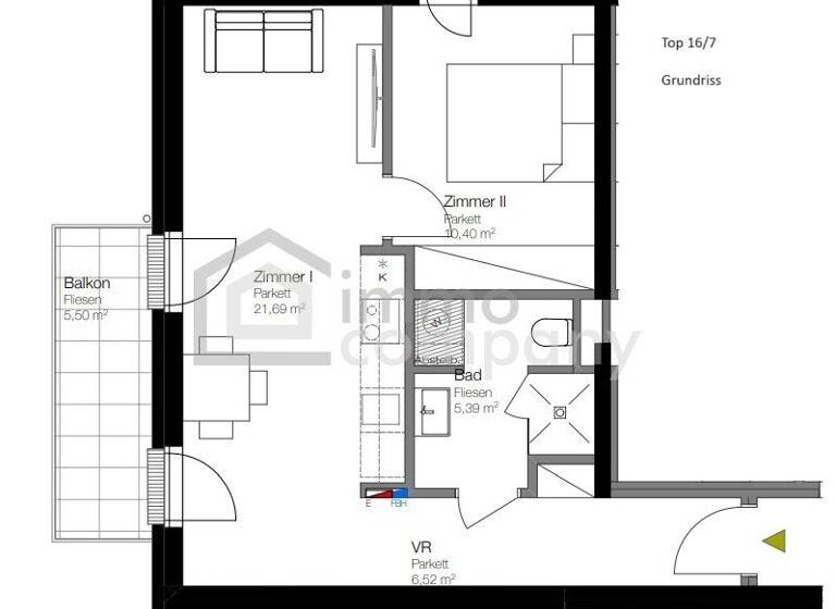 Wohnung zum Kauf 190.000 € 2 Zimmer 44 m² Wilhering 4073