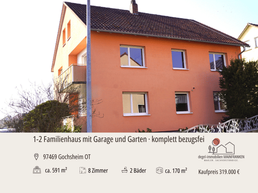 Mehrfamilienhaus zum Kauf 319.000 € 8 Zimmer 170 m² 591 m² Grundstück frei ab sofort Gochsheim Gochsheim 97469