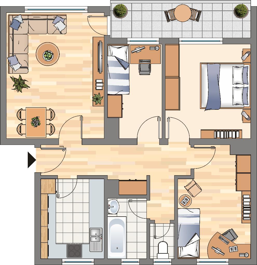 Wohnung zur Miete 539 € 4 Zimmer 75 m²<br/>Wohnfläche 1.<br/>Geschoss 22.02.2025<br/>Verfügbarkeit Gudrunstraße 138 Wickeder Feld Dortmund 44319