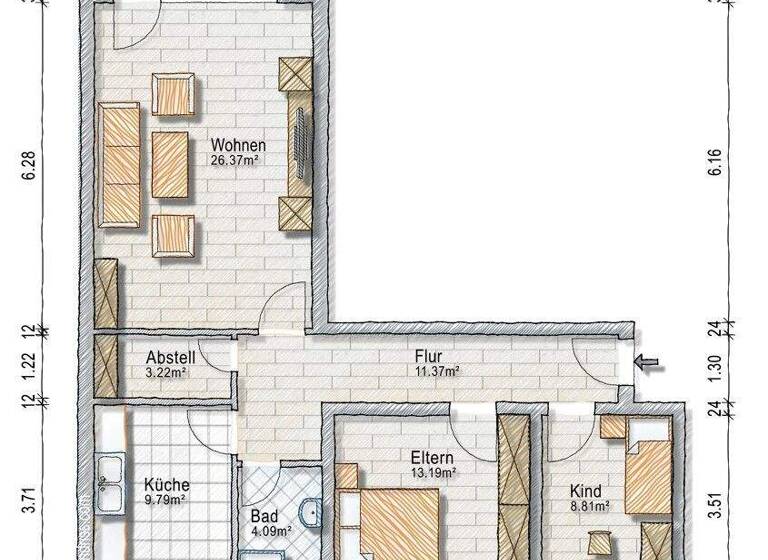 Wohnung zur Miete 675 € 3 Zimmer 75 m² Misburg-Nord Hannover 30629