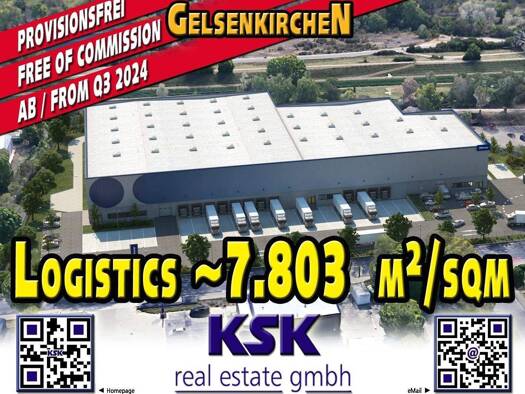 Lagerhalle zur Miete provisionsfrei 7.803 m² Lagerfläche teilbar von 2.975 m² bis 7.803 m² Erle Gelsenkirchen 45891