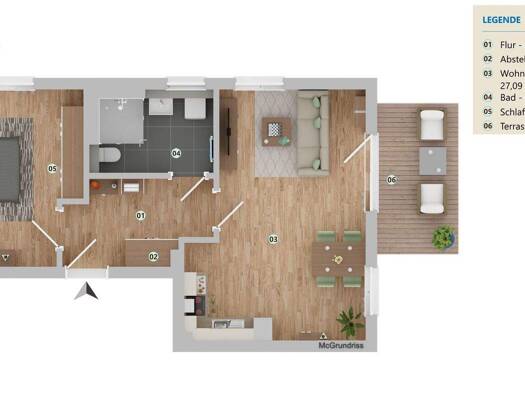 Wohnung zur Miete 354 € 2 Zimmer 58,9 m² EG Zur Steilküste 8 Andershof Stralsund 18439