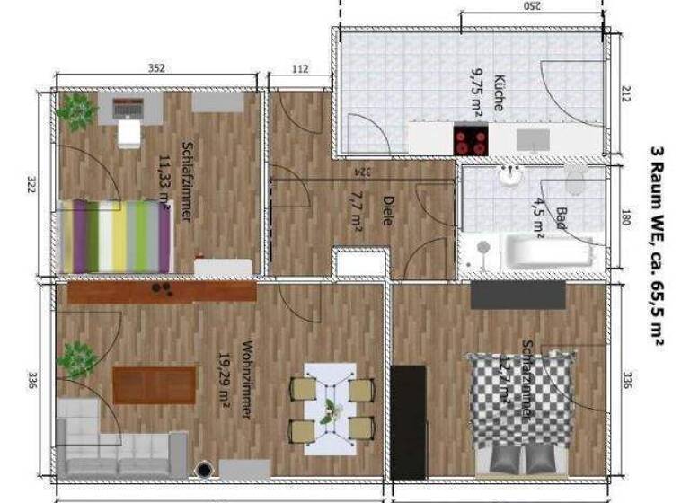 Wohnung zur Miete 355 € 3 Zimmer 65,5 m² EG frei ab sofort Kroptewitz 71 Kroptewitz Leisnig 04703