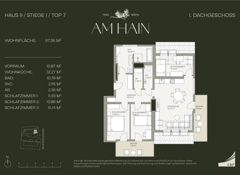Wohnung zum Kauf - Erstbezug 1.050.000 € 4 Zimmer 97,4 m² Wien 1190