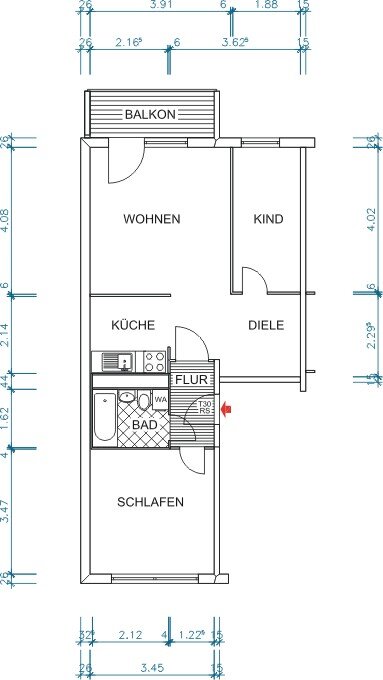 Wohnung zur Miete 344 € 3 Zimmer 57 m²<br/>Wohnfläche 4.<br/>Geschoss Alfred-Neubert-Str. 47 Markersdorf 628 Chemnitz 09123