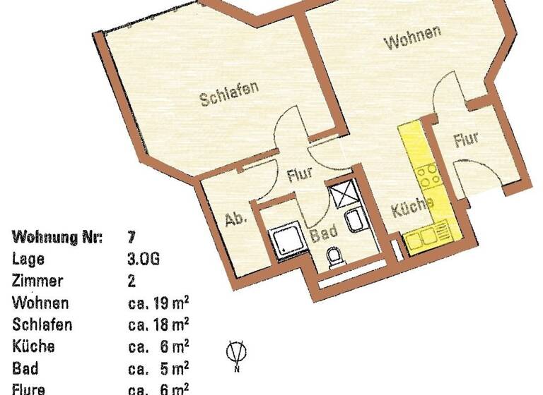 Wohnung zum Kauf 175.000 € 2 Zimmer 56 m²<br/>Wohnfläche 3.<br/>Geschoss Langwasser Nürnberg 90471