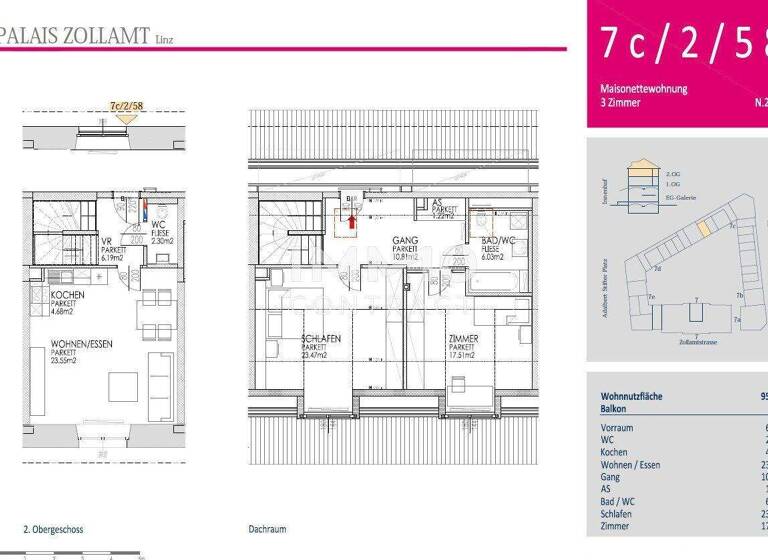 Maisonette zur Miete 814 € 3 Zimmer 95,8 m² Waldegg Linz 4020
