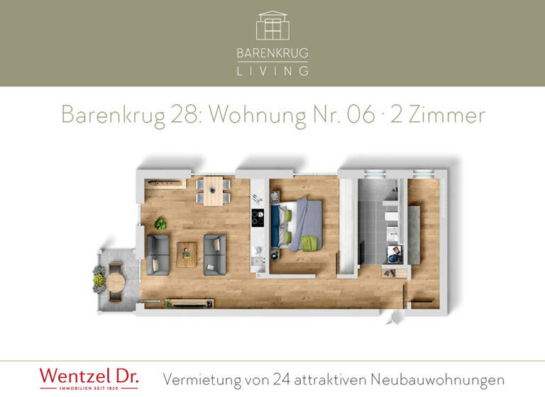 Wohnung zur Miete 1.210 € 2 Zimmer 62,2 m² 1. Geschoss frei ab sofort Barenkrug 28 Farmsen-Berne Hamburg 22159