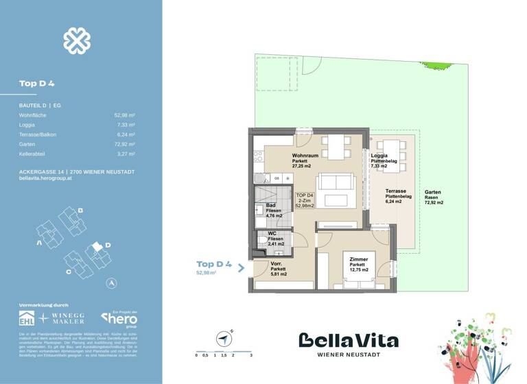 Wohnung zum Kauf provisionsfrei 294.900 € 2 Zimmer 53 m² EG Ackergasse 14 Wiener Neustadt 2700