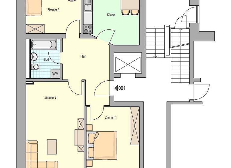 Wohnung zur Miete 470 € 3 Zimmer 80 m² EG Kirchplatz 7 Oschatz 04758