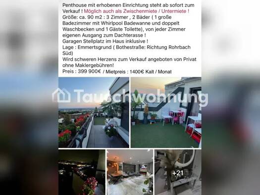 Wohnung zur Miete Tauschwohnung 1.400 € 3 Zimmer 95 m² Boxberg Heidelberg 69126