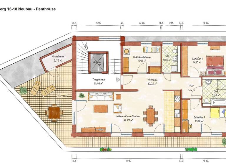 Penthouse zur Miete 1.860 € 4 Zimmer 116 m² 3. Geschoss frei ab 01.06.2026 Am Remberg 16 - 18 Hörde Dortmund 44263