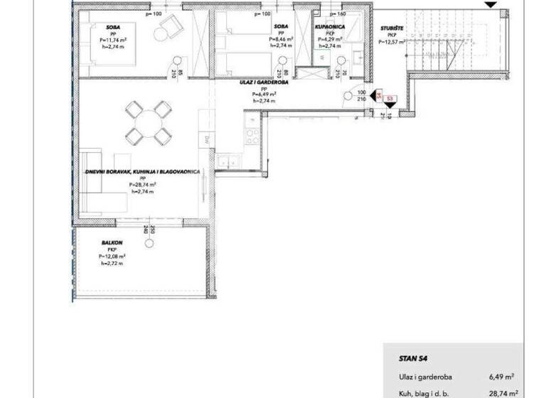 Wohnung zum Kauf 235.000 € 4 Zimmer 72 m² 1. Geschoss Trogir