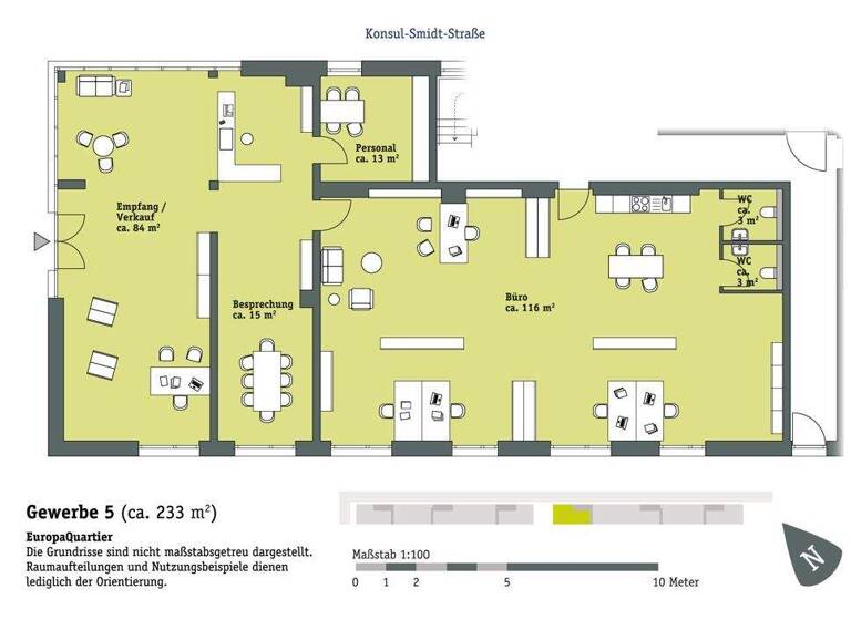 Bürofläche zur Miete 3 Zimmer 233,1 m² Bürofläche Konsul-Smidt-Straße 36 Handelshäfen Bremen 28217