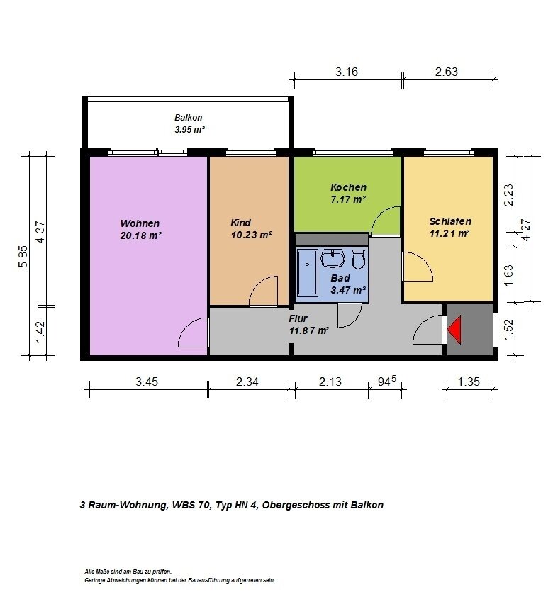 Wohnung zur Miete 368 € 3 Zimmer 67,6 m²<br/>Wohnfläche 5.<br/>Geschoss Neustrelitzer Str. 63 Stadtgebiet Süd Neubrandenburg 17033