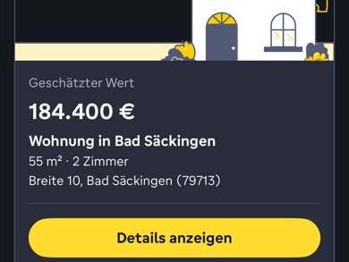 Wohnung zum Kauf provisionsfrei 157.500 € 2 Zimmer 55 m² Geschoss 1/3 Breite 10 Bad Säckingen Bad Säckingen 79713