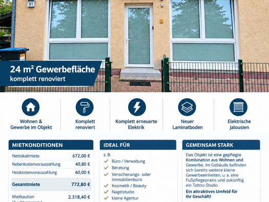Büro zur Miete provisionsfrei 672 € 2 Zimmer 24 m² Bürofläche Buntzelstraße 91 Bohnsdorf Berlin 12526