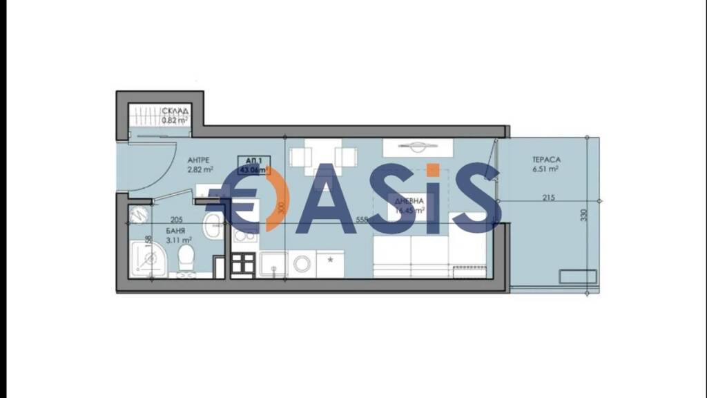 Studio zum Kauf provisionsfrei 41.500 € 1 Zimmer 49 m² 1. Geschoss ulitsa "Odesa" 13 Sozopol 8130