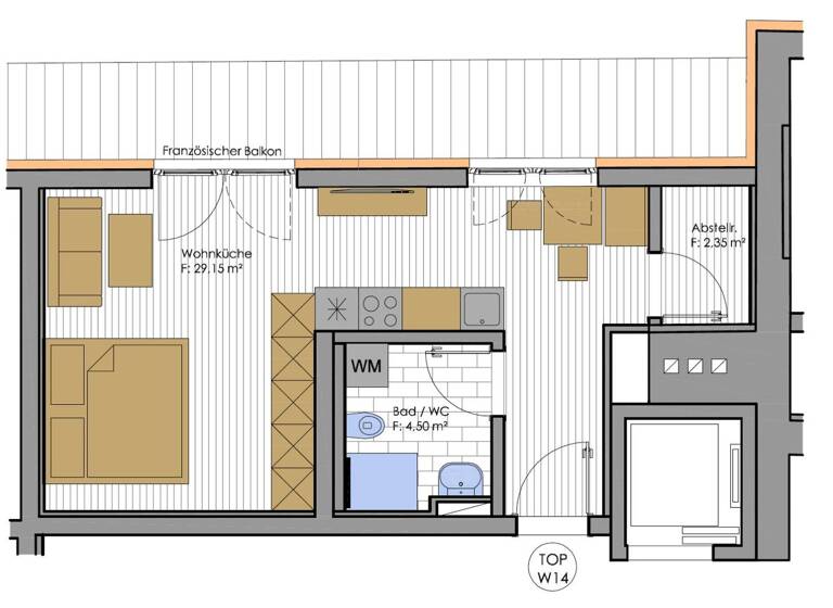 Studio zur Miete 627 € 1 Zimmer 36 m² Vomp 6134