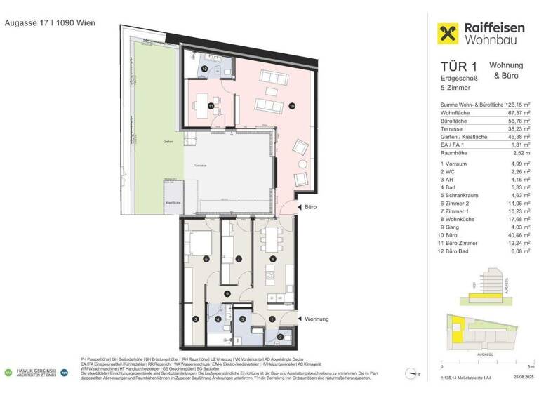 Wohnung zum Kauf - Erstbezug provisionsfrei 993.300 € 5 Zimmer 126,2 m² EG Augasse Wien,Alsergrund 1090