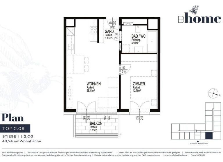 Wohnung zur Miete 620 € 2 Zimmer frei ab 01.06.2026 Waldegg Linz 4020