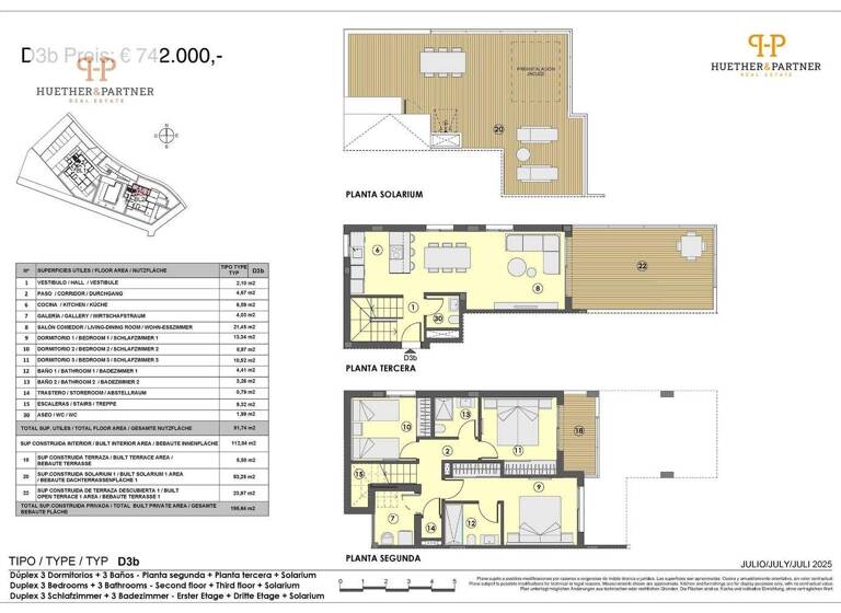 Wohnung zum Kauf - Erstbezug provisionsfrei 742.000 € 4 Zimmer 195 m² 3. Geschoss frei ab 15.04.2027 Canyamel 07589
