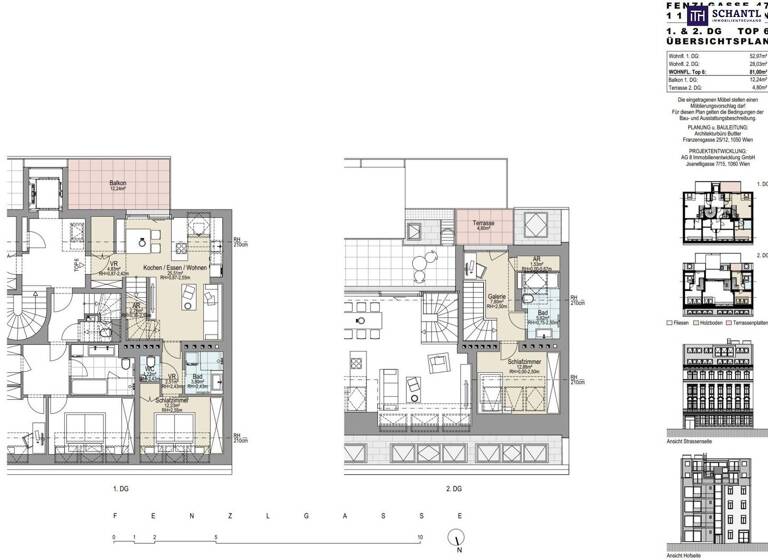 WG-Zimmer zum Kauf - Erstbezug 655.000 € 3 Zimmer 81 m² 4. Geschoss Fenzlgasse Wien 1140