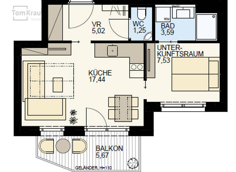 Studio zum Kauf - Erstbezug 273.792 € 2 Zimmer 34,8 m² 5. Geschoss Wien, Brigittenau 1200
