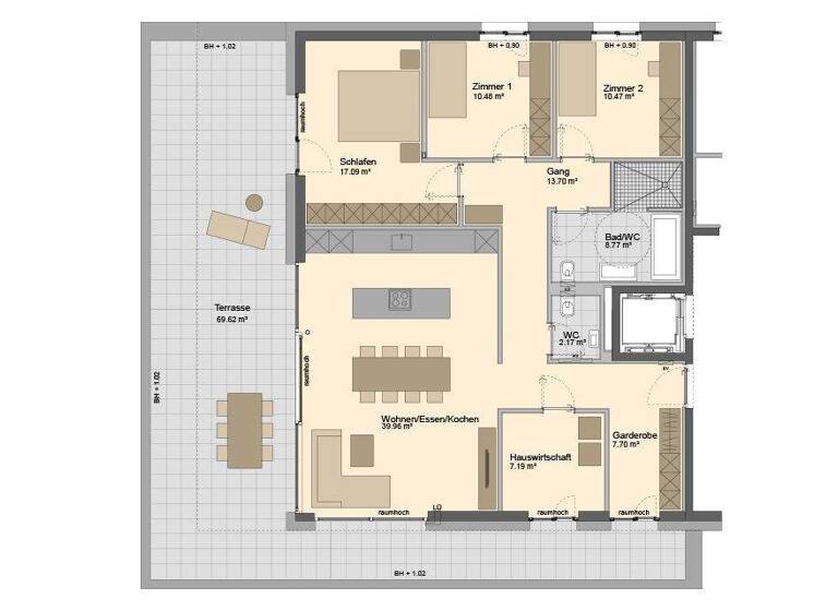 Wohnung zum Kauf - Erstbezug provisionsfrei 915.000 € 4 Zimmer 118,4 m² EG Pfäfersweg 8, 8a, 8b, 8c Rankweil 6830