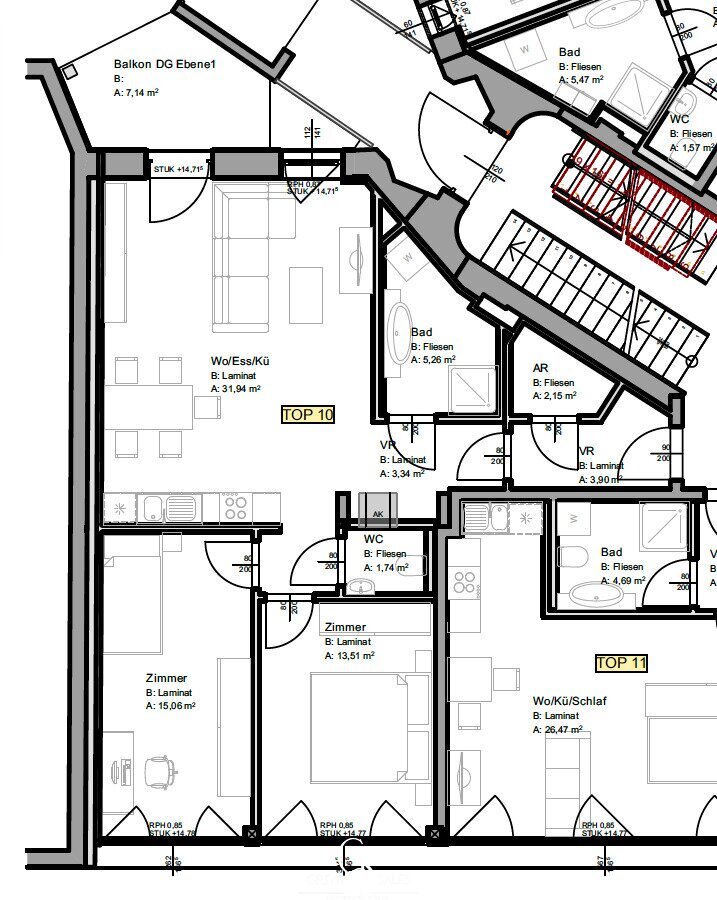 Wohnung zur Miete 1.000 € 3 Zimmer 76,9 m²<br/>Wohnfläche 3.<br/>Geschoss Eggenberg Graz 8020