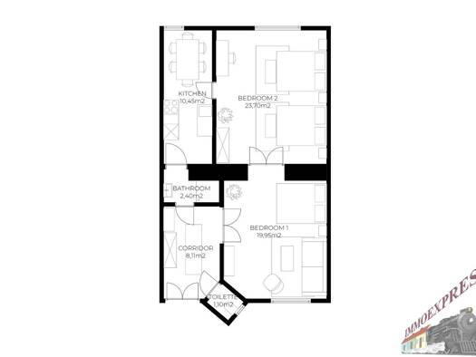 Wohnung zur Miete 965 € 2 Zimmer 65,7 m² 2. Geschoss frei ab 01.01.2027 Wien 1070
