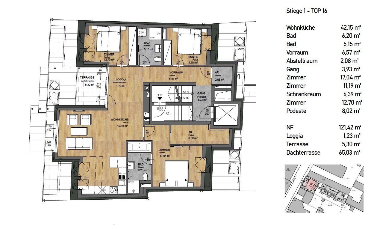 Wohnung zum Kauf 890.000 € 4 Zimmer 120,7 m²<br/>Wohnfläche 4.<br/>Geschoss Wien 1210