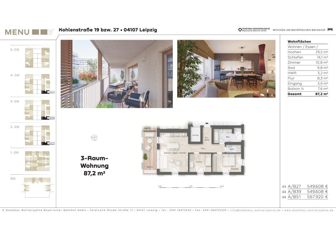 Wohnung zum Kauf provisionsfrei als Kapitalanlage geeignet 531.920 € 3 Zimmer 87,2 m²<br/>Wohnfläche Kohlenstraße 27 Zentrum - Süd Leipzig 04107