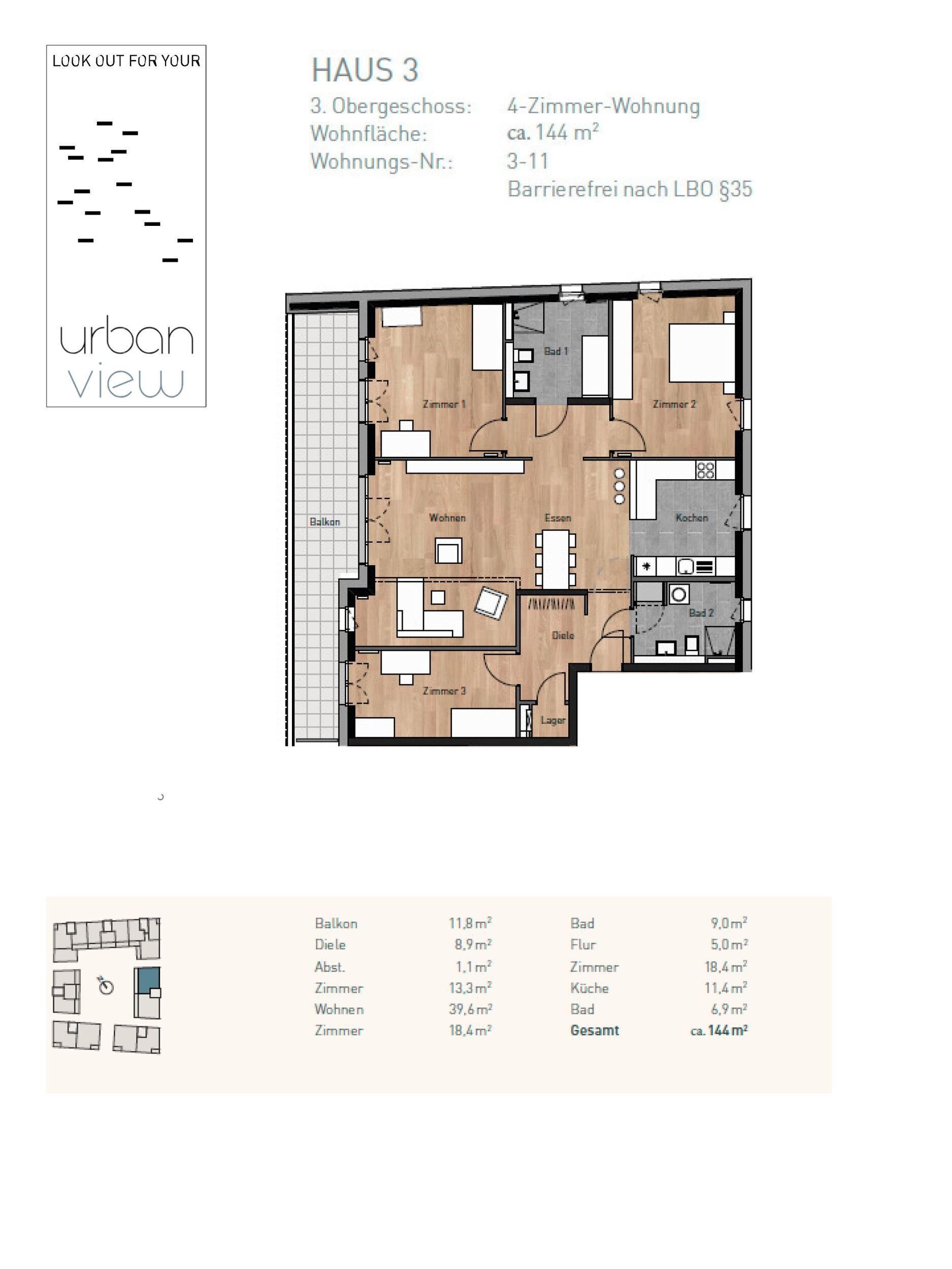 Wohnung zur Miete 2.409 € 4 Zimmer 144,3 m²<br/>Wohnfläche 4.<br/>Geschoss 01.03.2025<br/>Verfügbarkeit Bahnstadt - West Heidelberg 69115