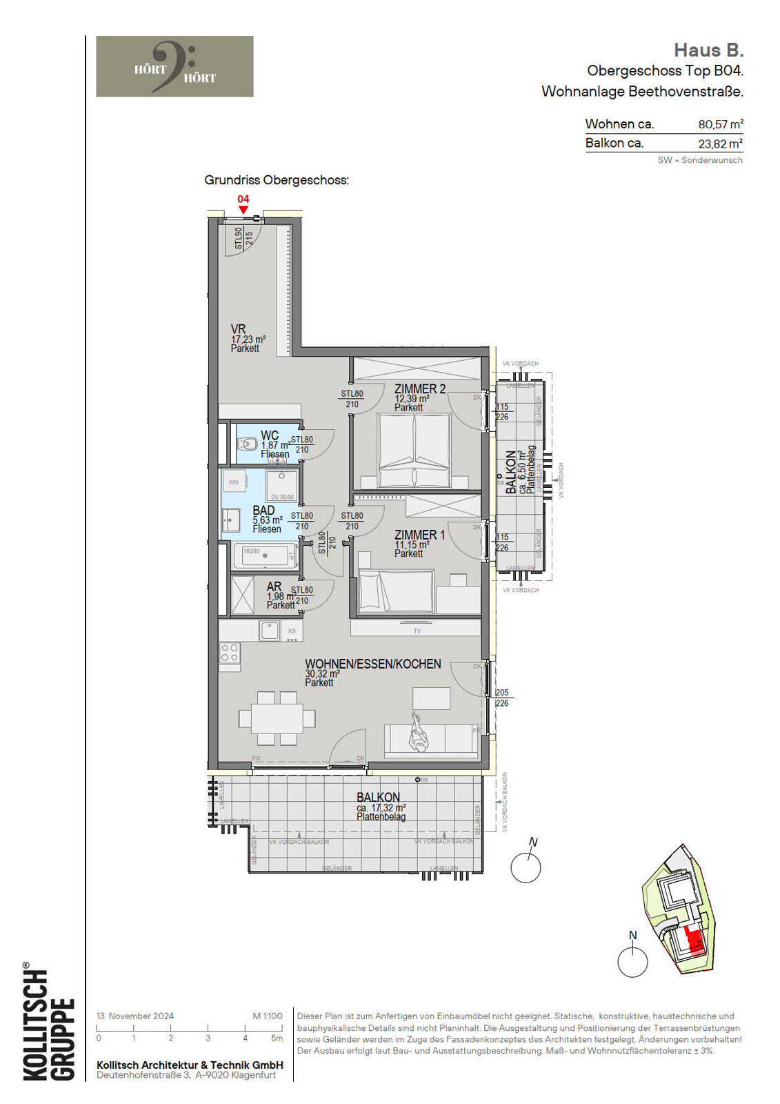 Wohnung zum Kauf 625.600 € 3 Zimmer 80,6 m²<br/>Wohnfläche St. Martin Klagenfurt am Wörthersee 9020