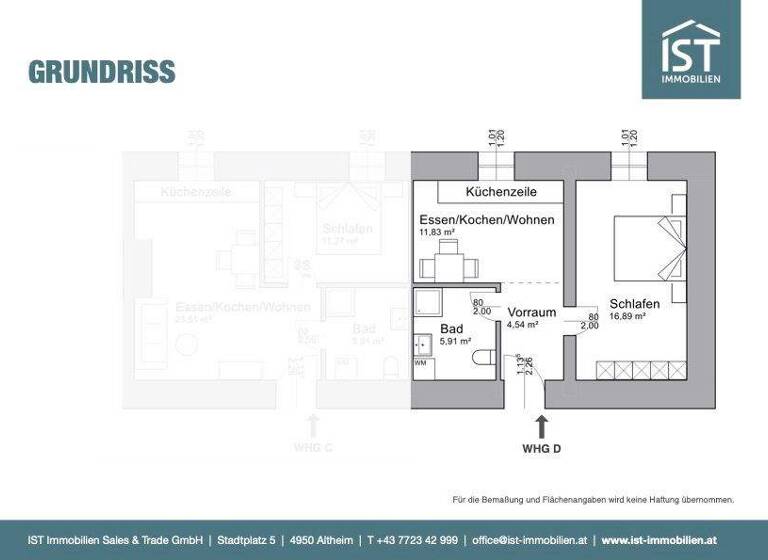 Wohnung zur Miete 530 € 2 Zimmer 40 m² 1. Geschoss Polling im Innkreis 4951
