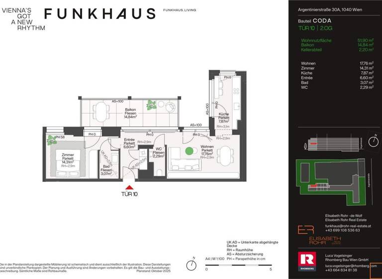 Wohnung zum Kauf - Erstbezug 730.000 € 2 Zimmer 51,9 m² 2. Geschoss Wien 1040