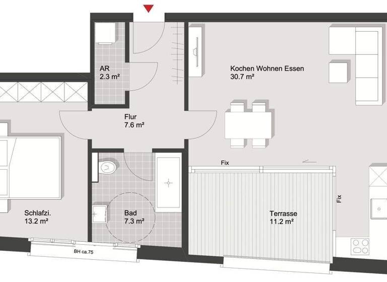 Wohnung zur Miete 950 € 2 Zimmer 61 m² 4. Geschoss Lochau 6911